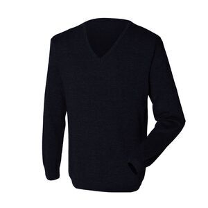 Henbury Mens 12 Gauge Fine Knit V-Neck Jumper Sweatshirt Sizes XS-4XL / Navy